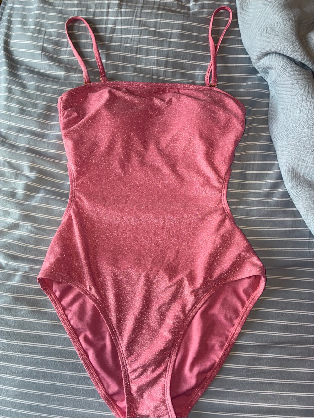 No Boundaries Pink Shimmery One-Piece Swimsuit
